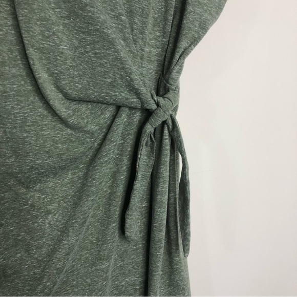 Poof Light Green T-shirt Dress Large Heathered Capped Short Sleeves Tie - Picture 4 of 6